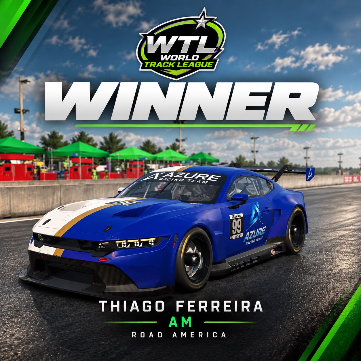 Arte oficial do vencedor AM de Road America — Thiago Ferreira